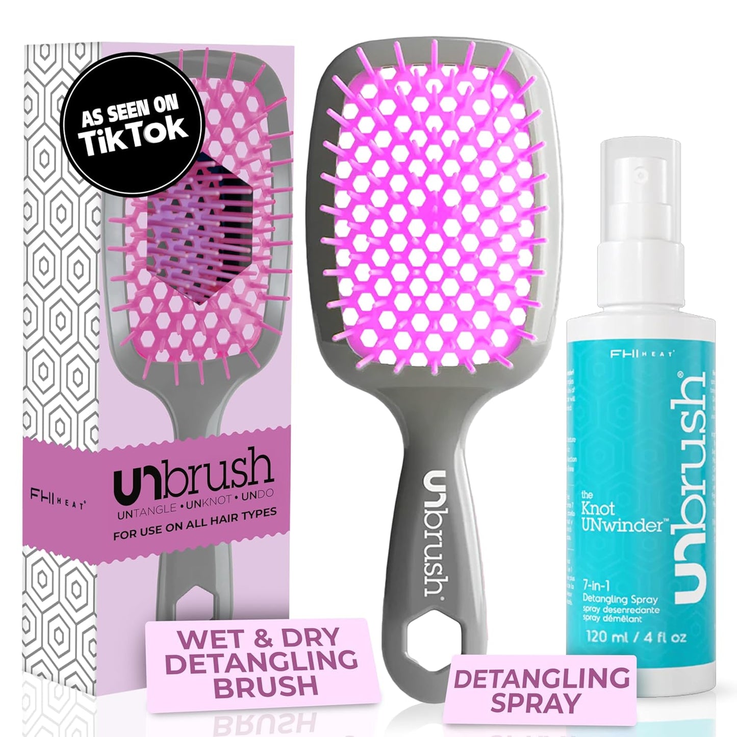 FHI Heat Unbrush & Unwinder Spray - Hair Detangler & Heat Protectant 8 oz