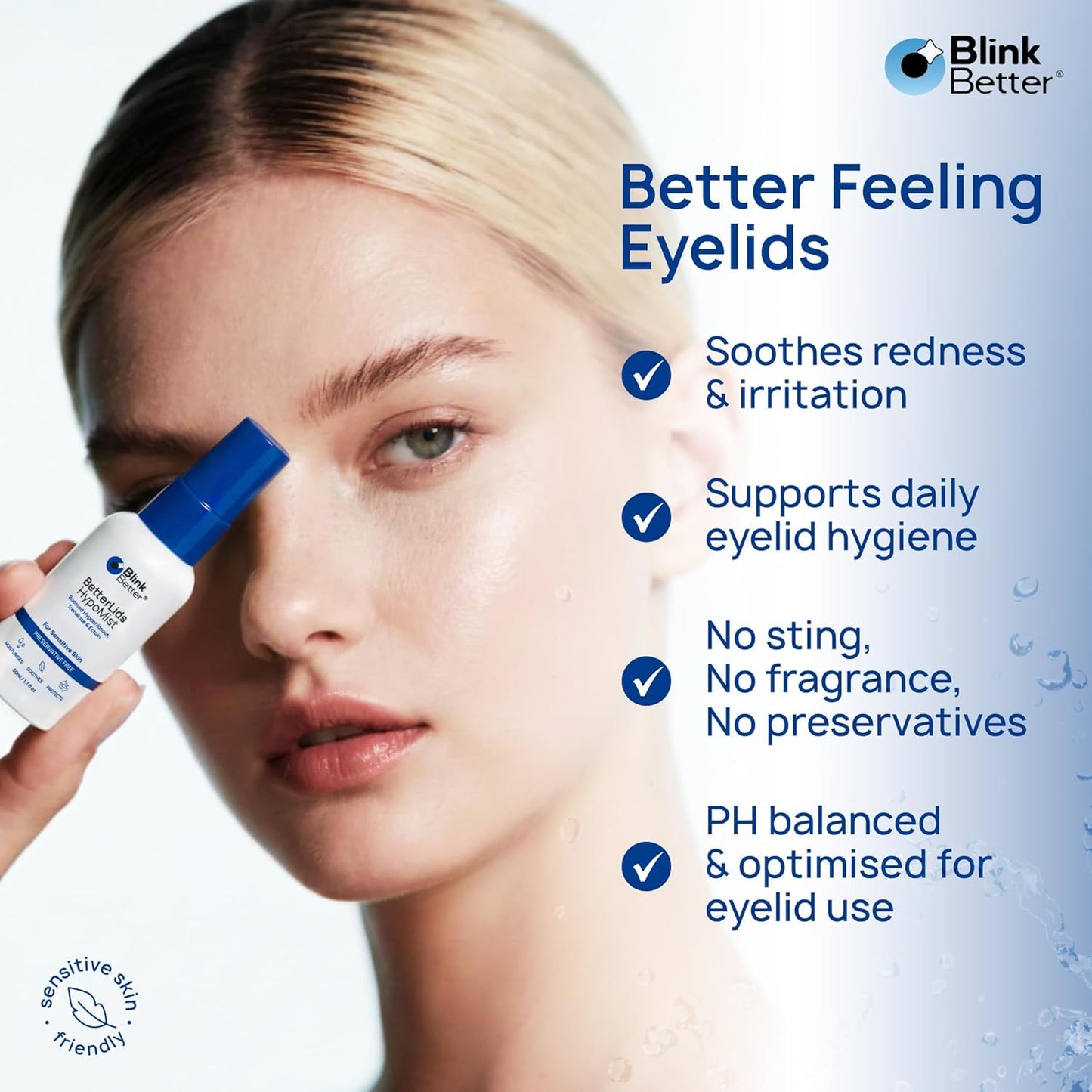 BetterLids Eyelid Spray - Boosted Hypochlorous Acid Mist for Blepharitis | Gentle Non-Sting Cleanser, 50 ml