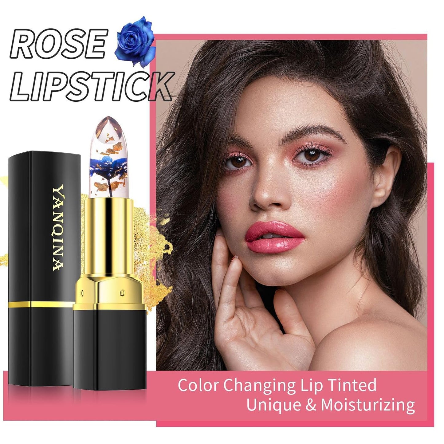 Jelly Clear Crystal Flower Lipstick Set - Magic PH Color Changing Lip Gloss | 3 Pcs Moisturizing Tinted Balm