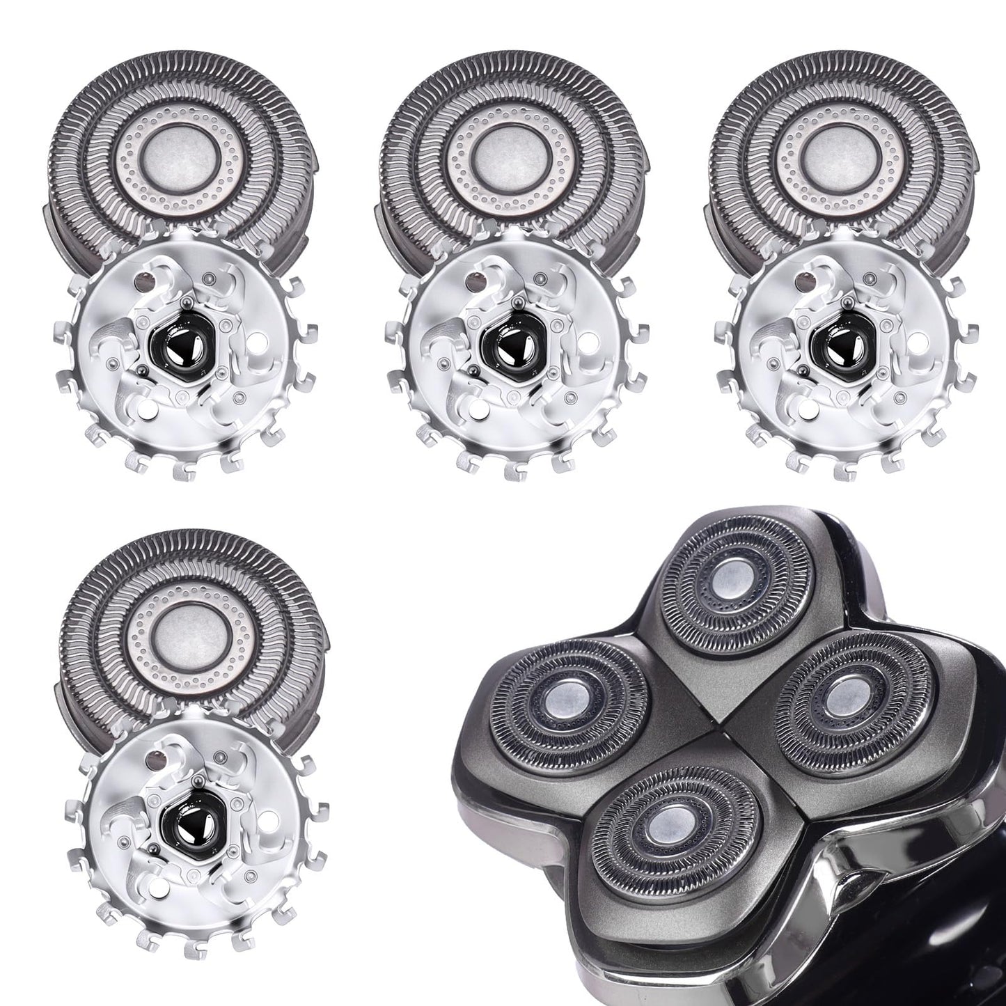 4pcs Shaver Replacement Blades for Skull Shaver Pitbull Boron PRO,Triple-ring Shaver Replacement Heads Compatible with Skull Shaver Pitbull Gold/Silver/Platinum/Diamond Pro Shaver and Palm Shaver