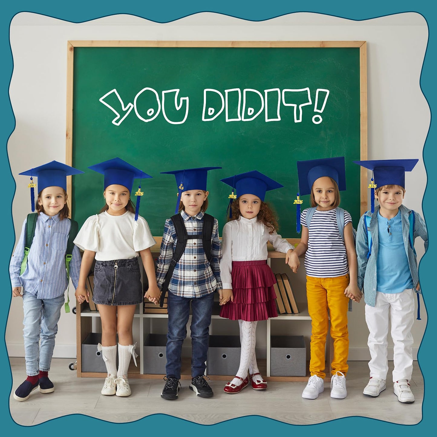 Kidum 16 Pcs 2026 Graduation Cap Kindergarten Bulk Graduation Cap Preschool Child Size Grad Caps with Metal 2024 Tassel (Blue)