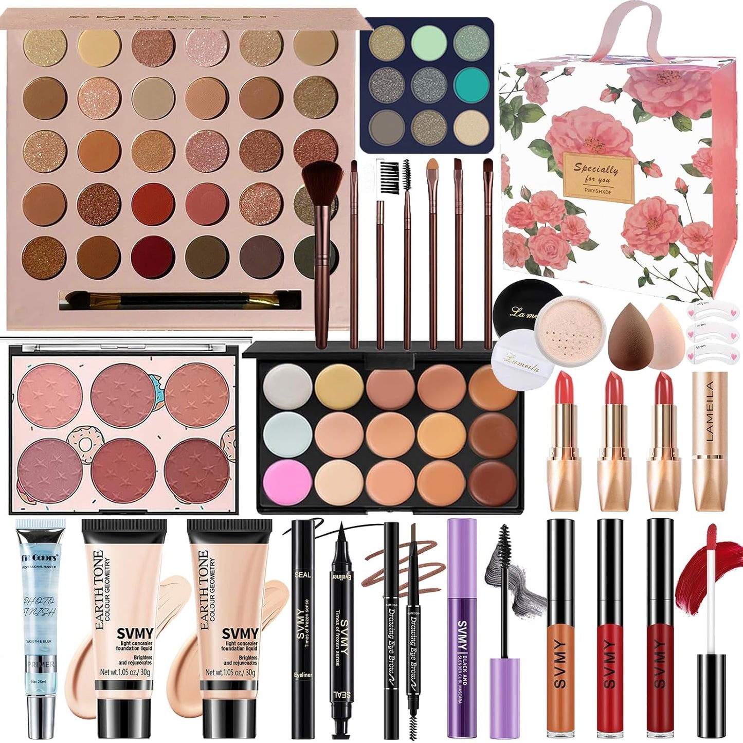 Makeup Set for Women | Complete Beginner Makeup Kit with Eyeshadow Palette & Lip Gloss - Perfect Gift for Teens