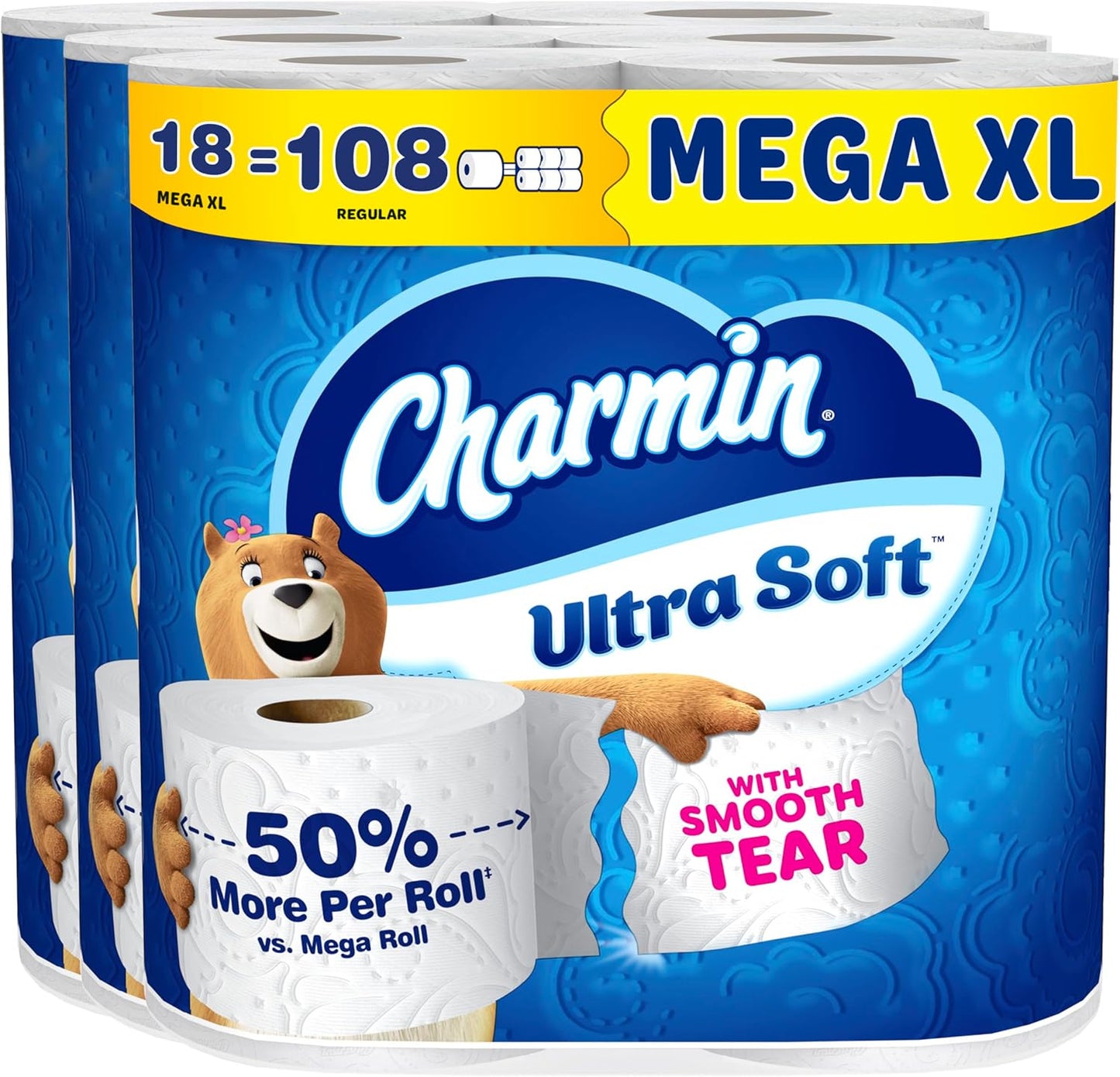 Charmin Ultra Soft Toilet Paper - 6 Mega Rolls | Equivalent to 24 Regular Rolls