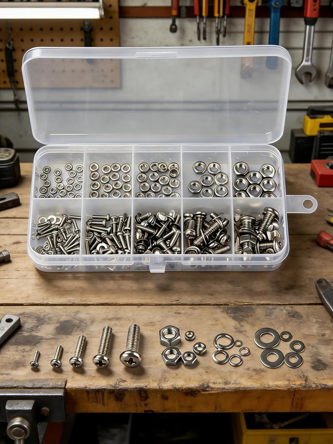 Stainless Steel Screw Assortment Kit - 120pcs M2-M5 Hex Nuts, Washers & Bolts for DIY Electronics Repair