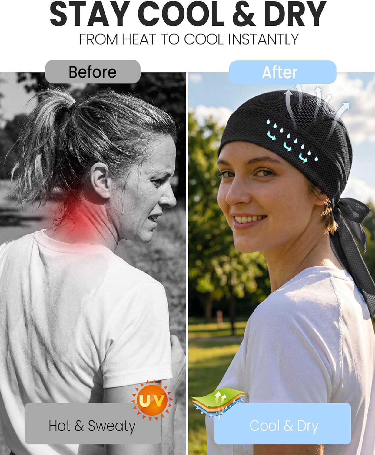 Cooling Skull Cap Durag | Sweat-Wicking Head Wrap for Cycling, Running & Motorcycle | Breathable Doo Rag