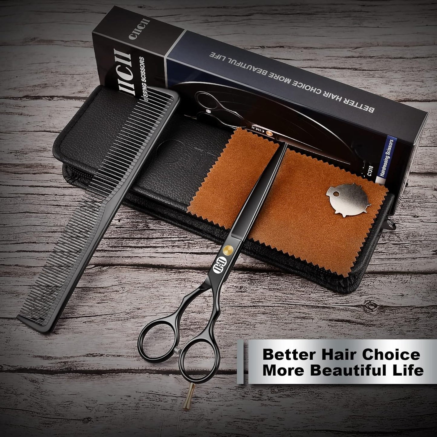 Professional Hair Cutting Scissors Set - 6.5 Inch Barber Shears for Home Salon | Right & Left Handed Hairdressing