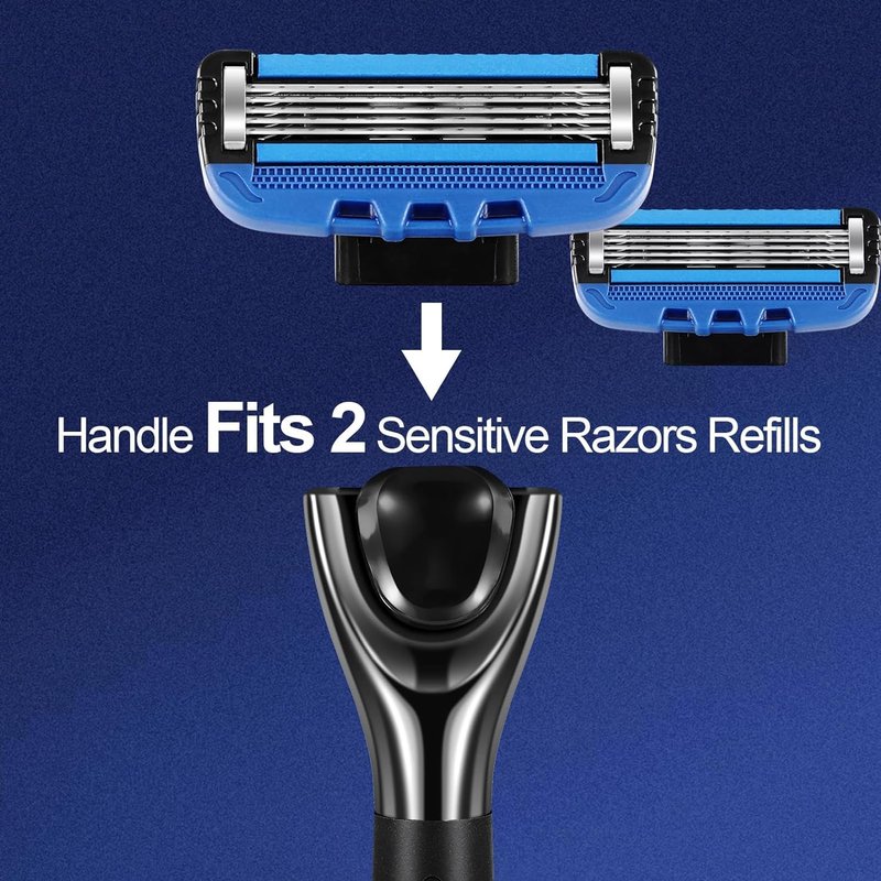 COVIK 5Blade Razor for Men with Dual Lubrication Shaving Comfortable and Smooth Shaving Razors for Men, Handle & Cartridges (Cartridges fit Razor Handles only), 2REFILLS