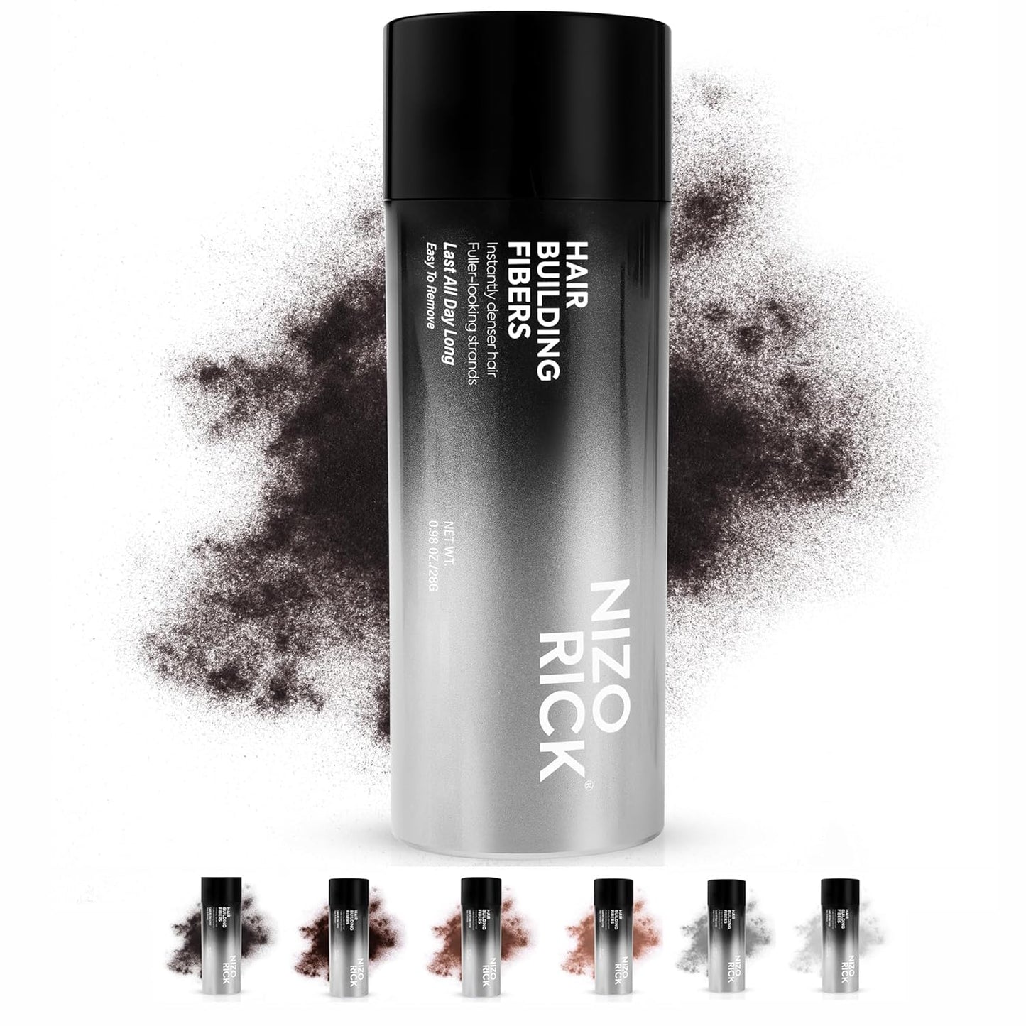 Hair Thickening Fibers - Waterproof Color Powder for Thinning Hair | 28g Black Fill-In for Men & Women