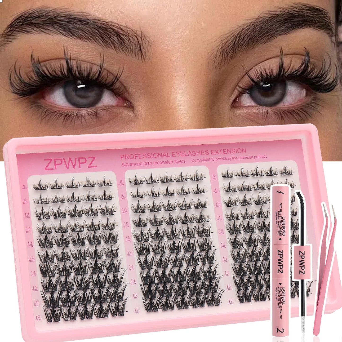 Manga Lash Clusters Kit - Spiky Eyelash Extensions with Bond & Seal | Wet Look Anime Lashes