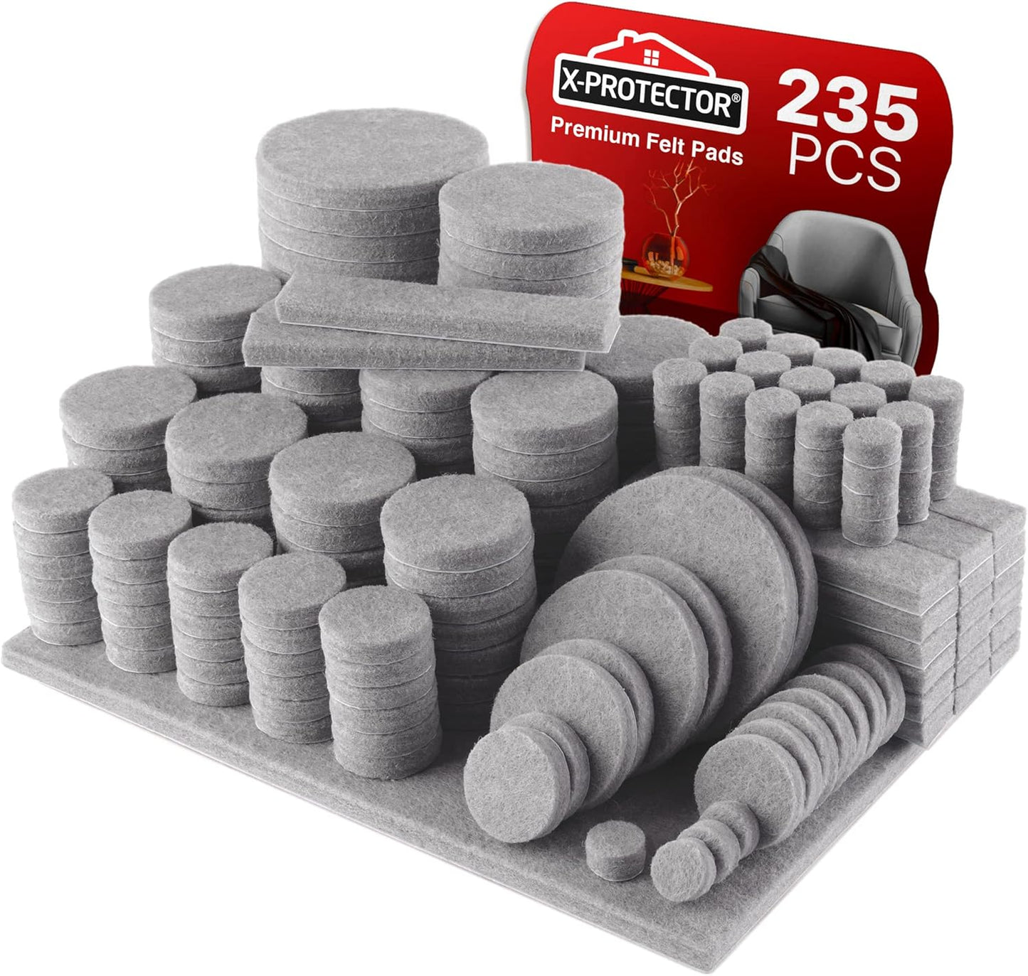 X-PROTECTOR Felt Furniture Pads - 133 PCS Premium Floor Protectors for Hardwood & Laminate | Brown & Beige