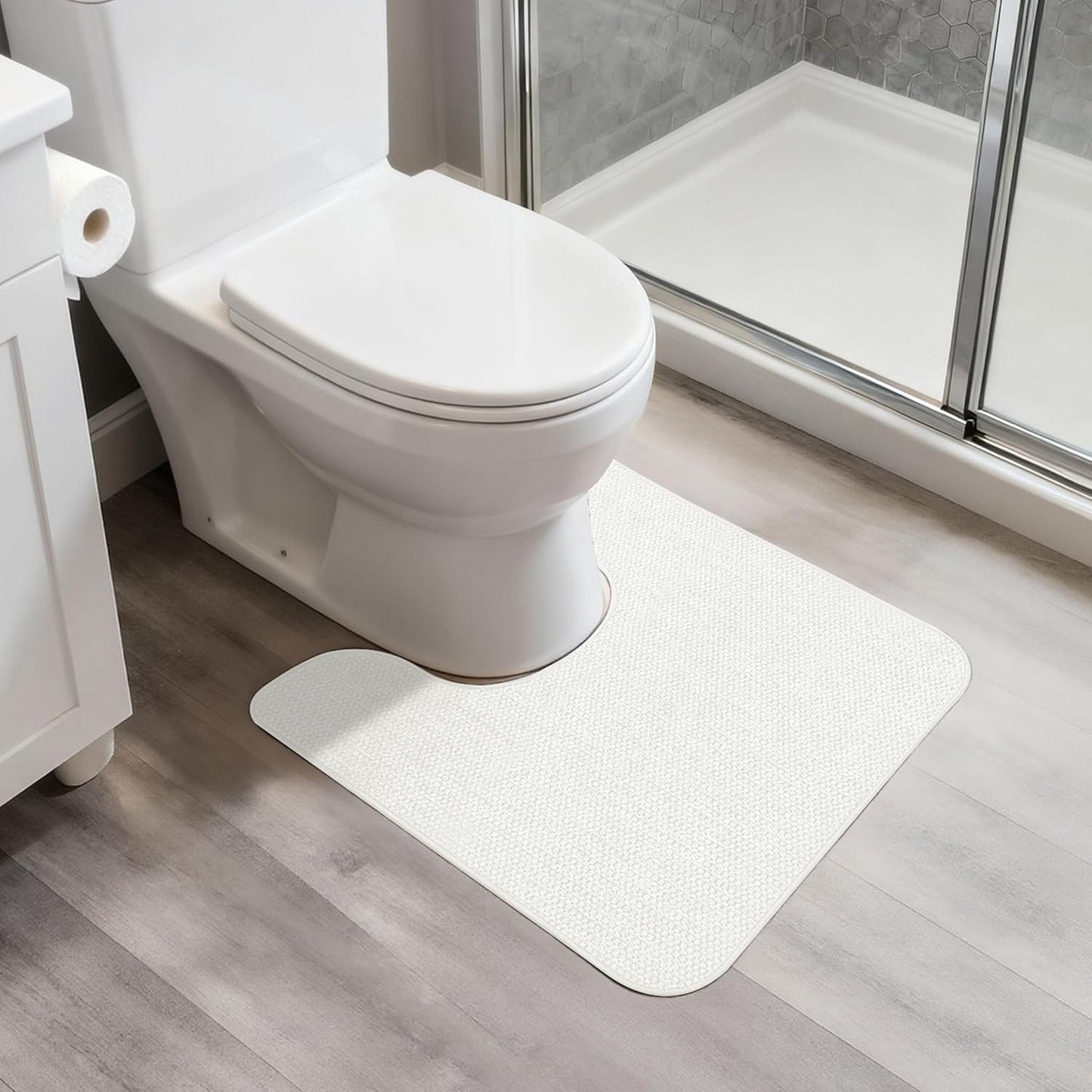 Ultra Thin Bath Mat - Non-Slip Rubber Bathroom Rug, Quick Dry & Absorbent | Grey, 1'5"x2'3" (17x27 Inch)