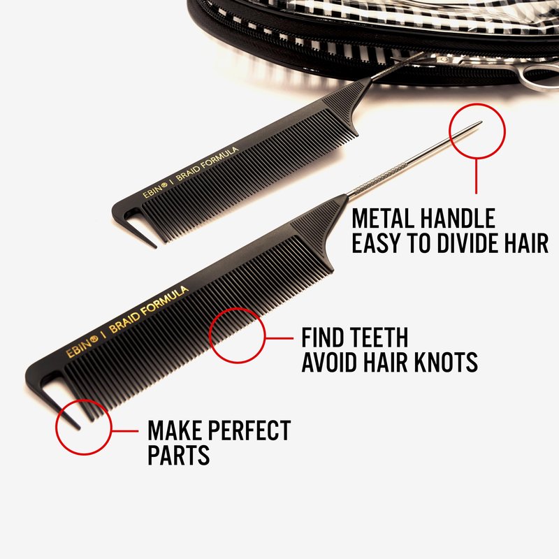 Hair Styling Pintail Comb 3pack - Rat Tail Comb for Sectioning, Detangling and Grooming - Heat and Static Resistant for All Hair Types