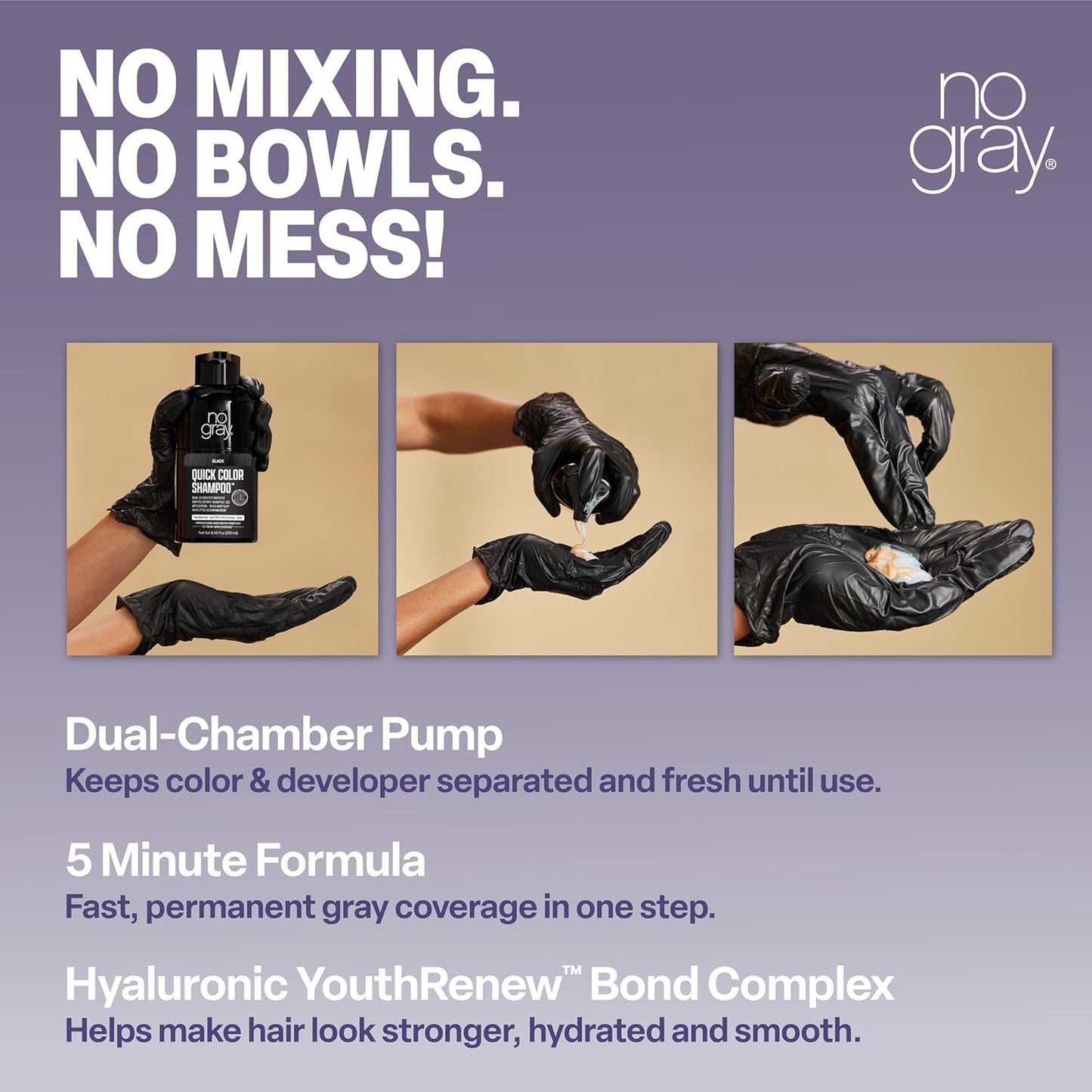 Permanent Hair Color Shampoo - No Gray Quick Formula, Black | 8.45 oz