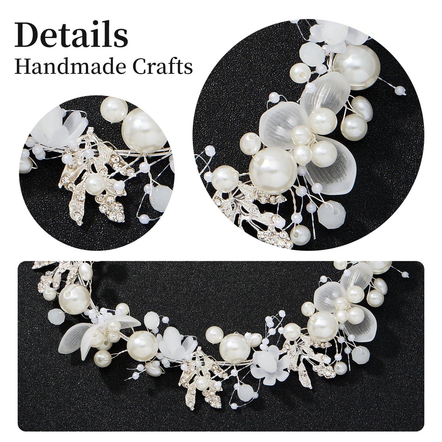 QIUTIMIY Flower Girl Hair Accessory,Princess Headpiece for Bridal Wedding,first communion pearl headpiece for girls Women,Style8