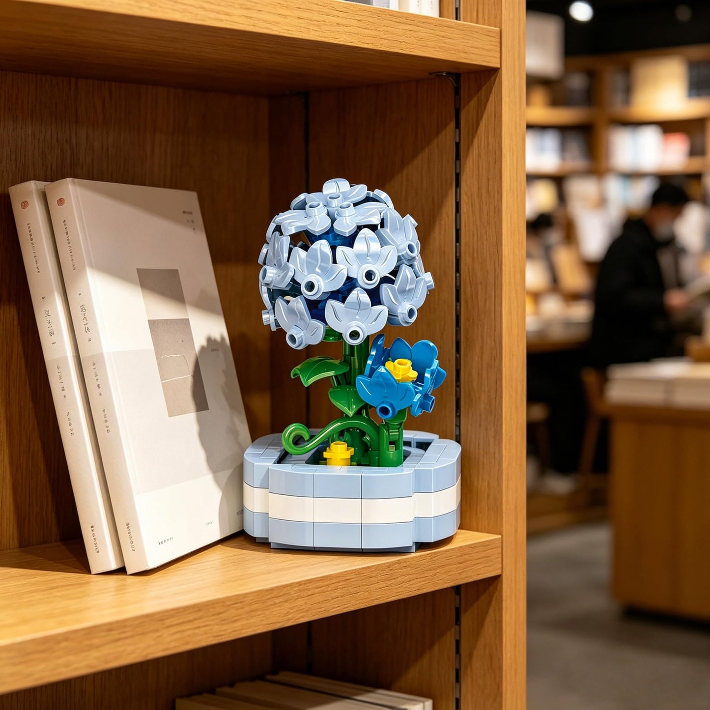 Hydrangea Hand-Assembled Figurine with Display Base, Mini Flower Desk Decor, Hydrangea Theme Collectible Statue for Home Office Shel