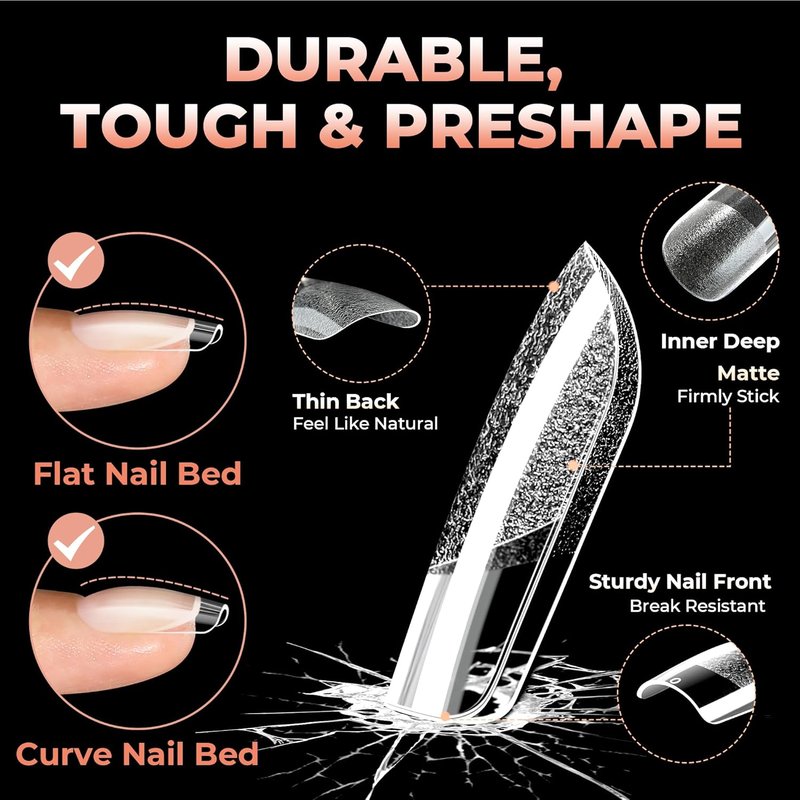 Short Square Gel Nail Tips - 312pcs Soft Gel Fake Nails for Full Cover Acrylic | 12 Sizes for DIY or Salon Use