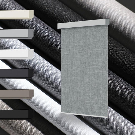 Blindify 100% Blackout Roller Shades, Free-Stop Cordless Roller Blinds for Windows, Thermal Insulated Linen Fabric Window Shades UV Protection for Home, Door, Grey, 37" W x 72" H
