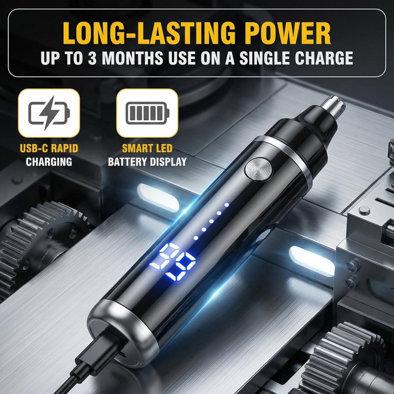 TailWaggers Professional Ear & Nose Hair Trimmer for Men - 2026 USB Rechargeable, 13,000 RPM, Painless Eyebrow & Facial Grooming, IPX7 Waterproof-Black