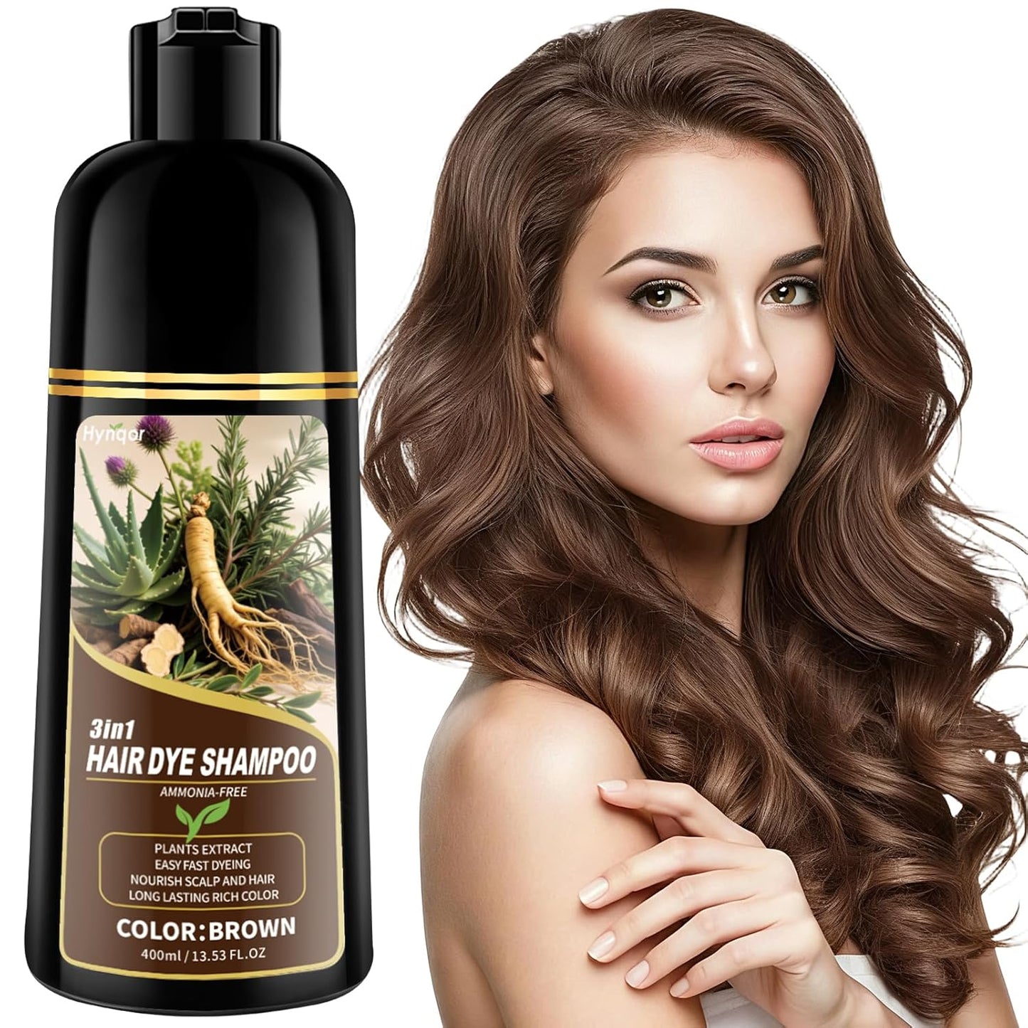 Black Hair Dye Shampoo - 100% Gray Coverage | Natural Herbal Formula for Men & Women