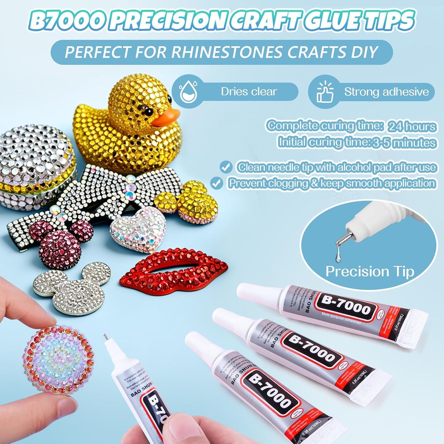 Resin Jelly Rhinestones Kit - 48000 Pcs 48 Colors Flatback Gems for Bedazzling | Includes B7000 Glue & Tools for DIY Crafting