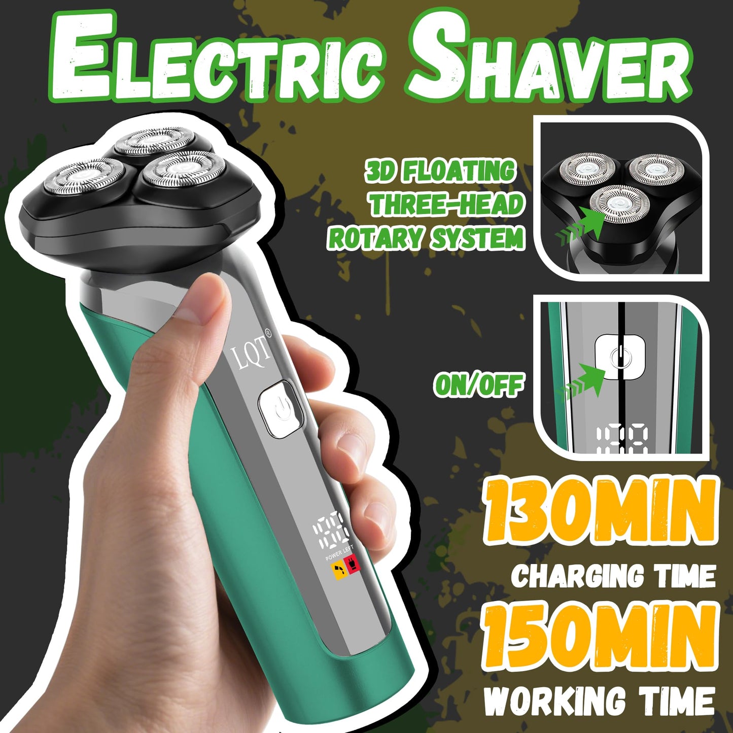 LQT Professional Cordless Hair Clippers and Beard Trimmer Kit for Men, USB Rechargeable Hair Cutting Machine with 3D Floating Shaver, LED Display, Transparent Design, Grooming Gift Set, Home & Barber