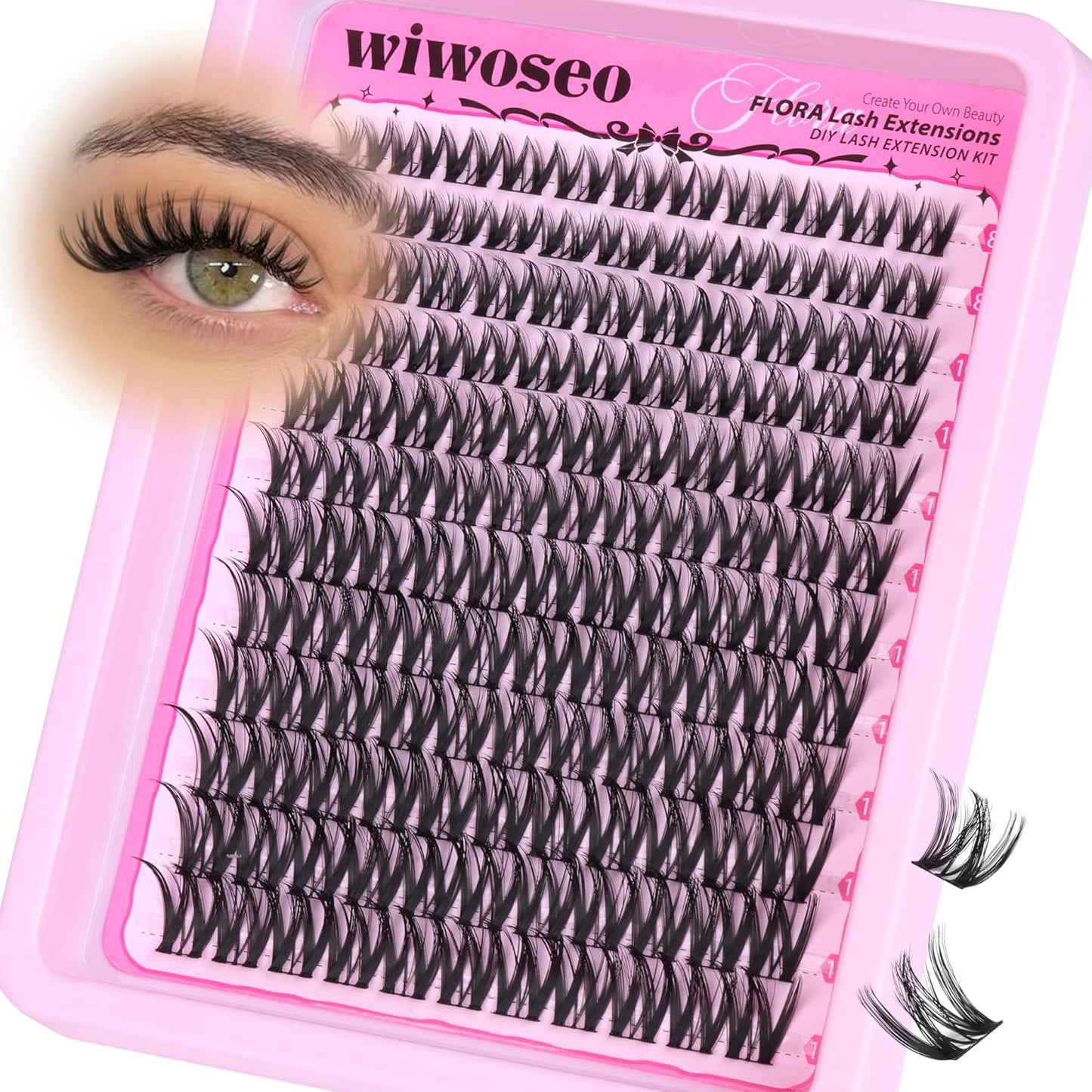 Flora Lash Clusters - Wispy D Curly Eyelash Extensions | Spiky Cat Eye Individual Lashes (8-16MM)