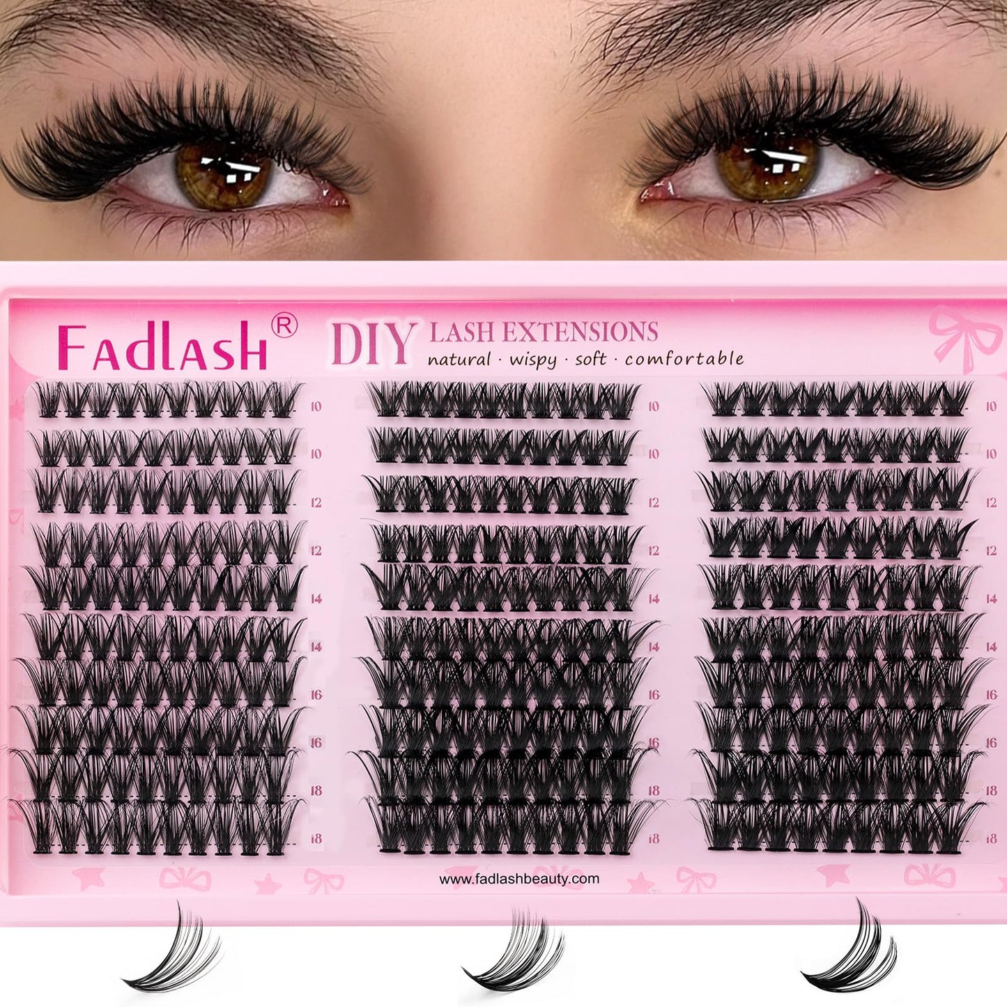 Eyelash Clusters Fluffy Lash Clusters 30D+40D+50D with Soft Thin Band D Curl DIY Cluster Eyelash Extensions 10-18mm Natural Wispy Individual Lashes for Beginners at Home by FADLASH (30D+40D+50D)