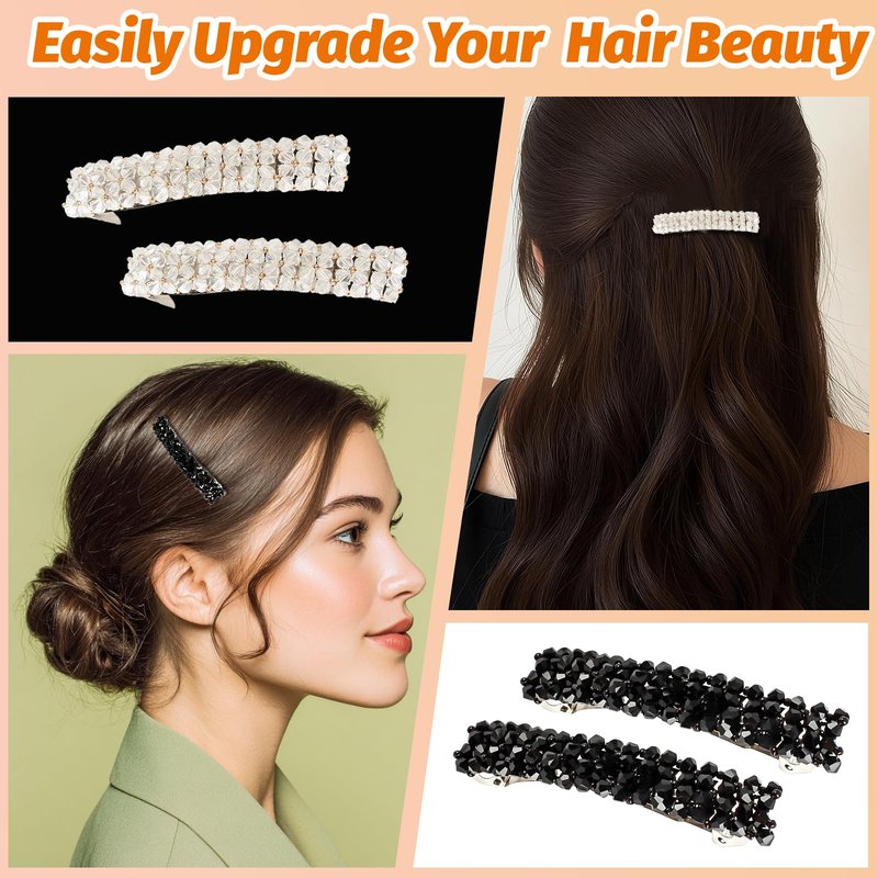 VinBee Crystal Hair Barrettes for Women, Cute Rhinestone Hair Clips Accessories,Fashion Rhinestone HairPins Bobby Pins for Women and Girls Gift -7 Colors
