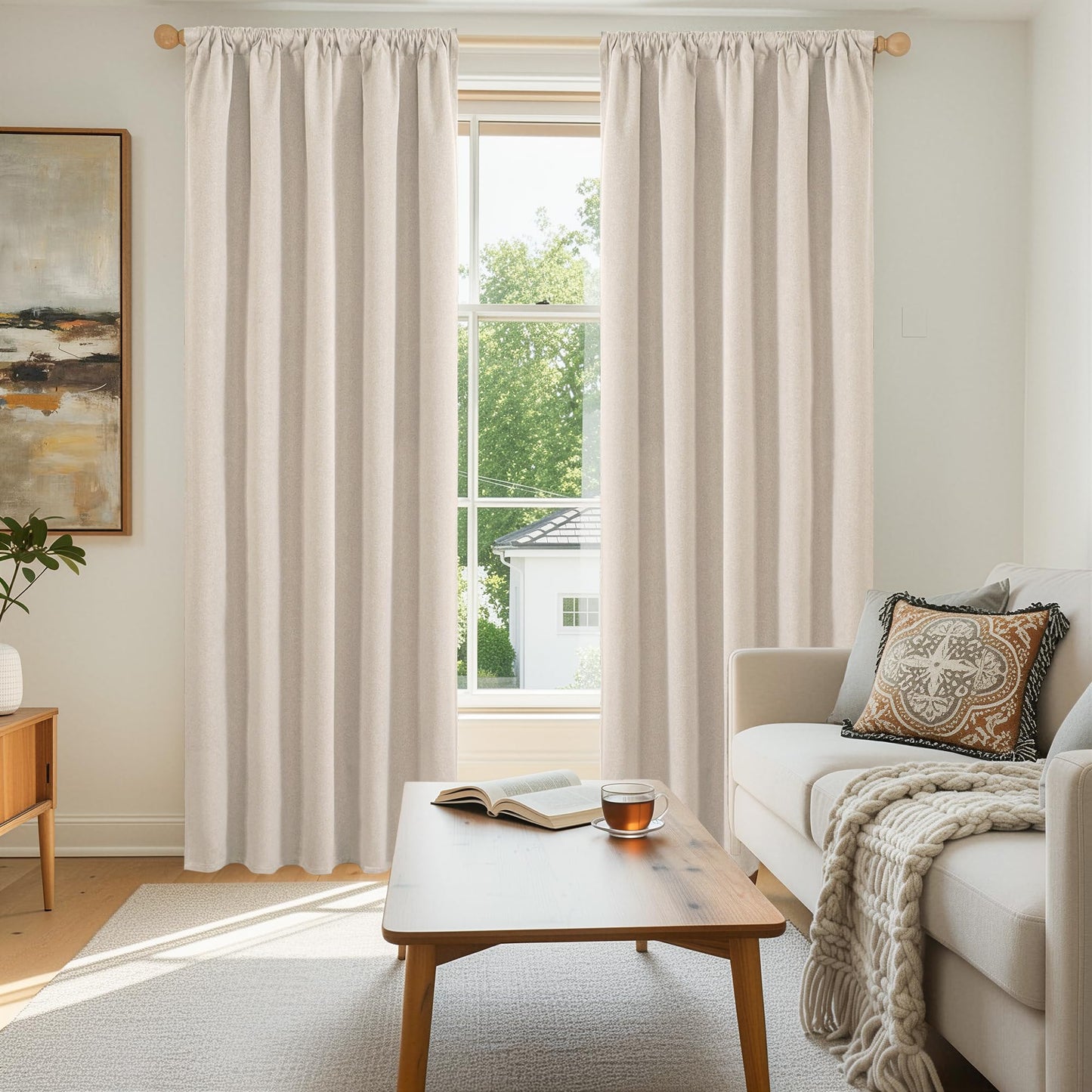 BGment Linen Blackout Curtains 84 Inches Long, Black Out Drapes Room Darkening with Rod Pocket for Bedroom Living Room Insulated, 2 Panels, Each Panel 52 Inch Wide