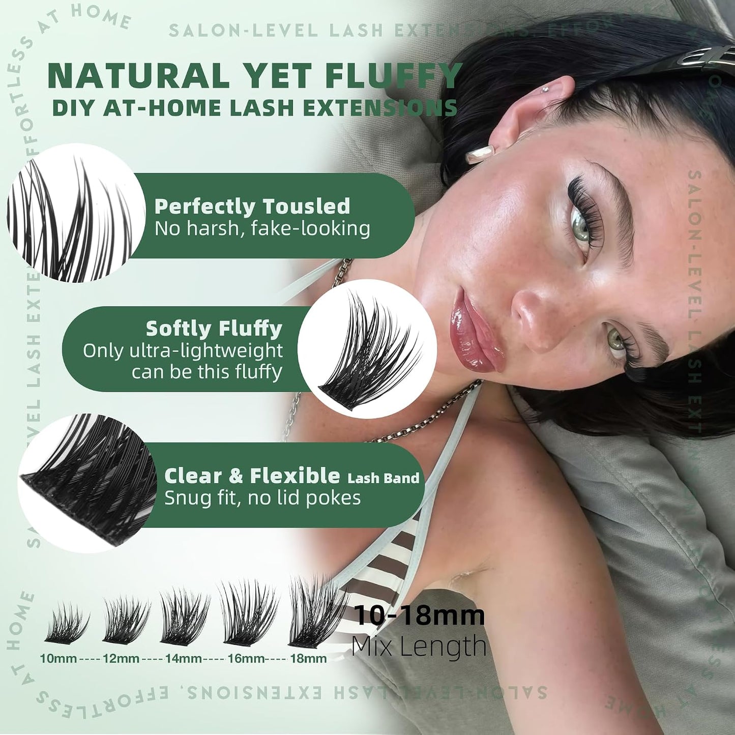 Enchantress Lash Clusters - Wispy D Curl Eyelash Extensions | 10-18mm Volume Individual Lashes for Fluffy Daily Makeup