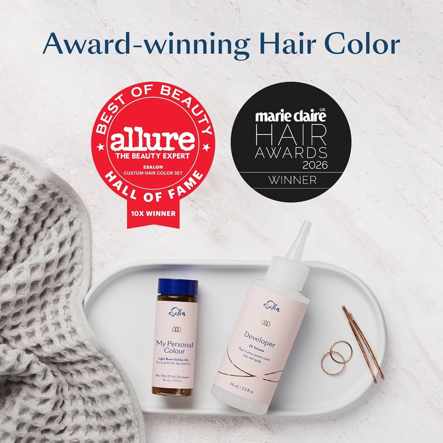 Permanent Hair Color Kit - Dark Blonde Copper Gold | Ammonia-Free Dye for 100% Gray Coverage