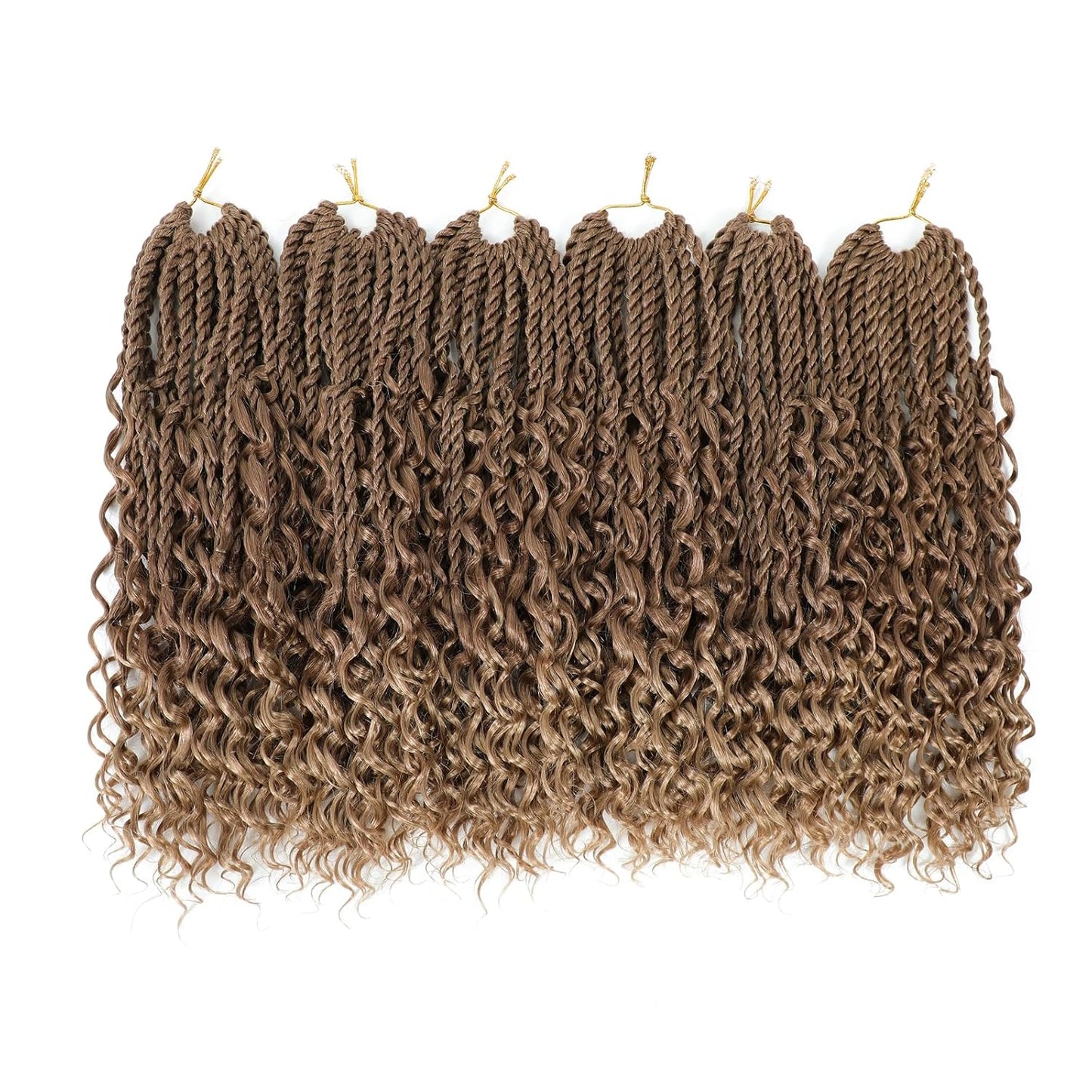 Goddess Twist Braids - Ombre Black Brown Crochet Hair Extensions | 14-Inch Curly Ends, 6 Packs for Black Women