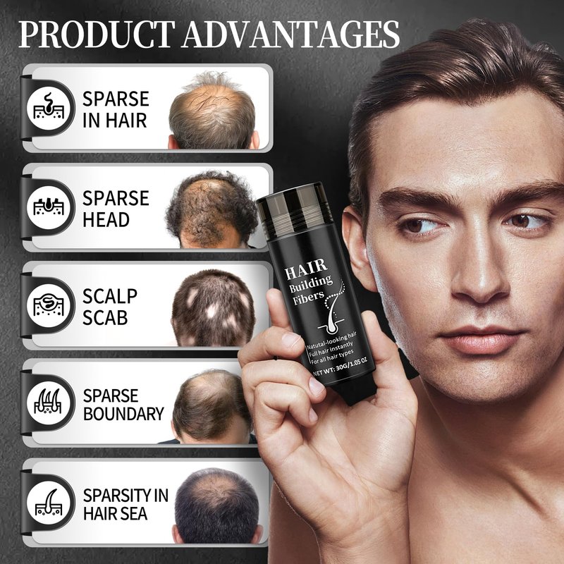 AWCCXMYM Hair Building Fibers for Thinning Instant Coverage Hair Fibers for Women & Men Natural Texture Undetectable Hair Fiber for Thickener and Fuller Look 30g #Dark Brown