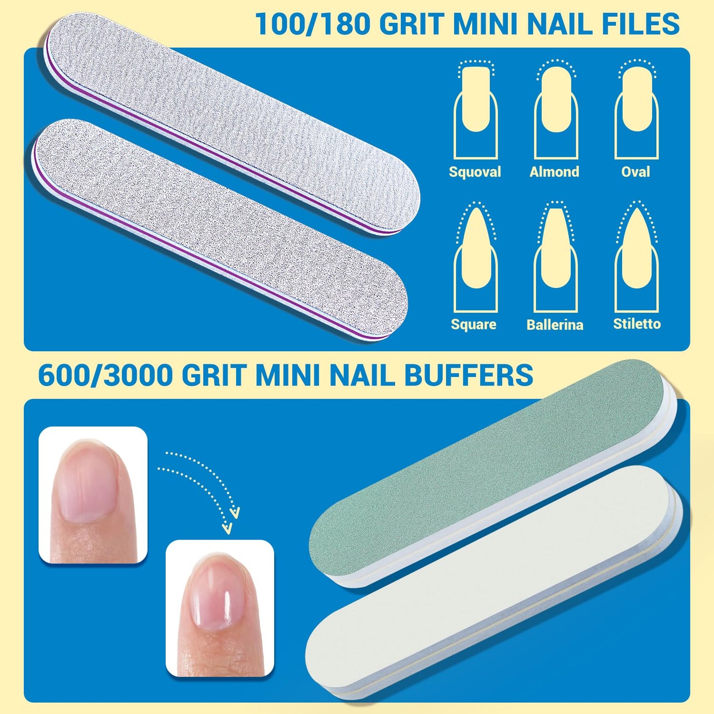 Nail Polish Remover Kit - 2 Soaking Bowls, Cuticle Tools, Oil, Files & Buffers | Complete Manicure Set