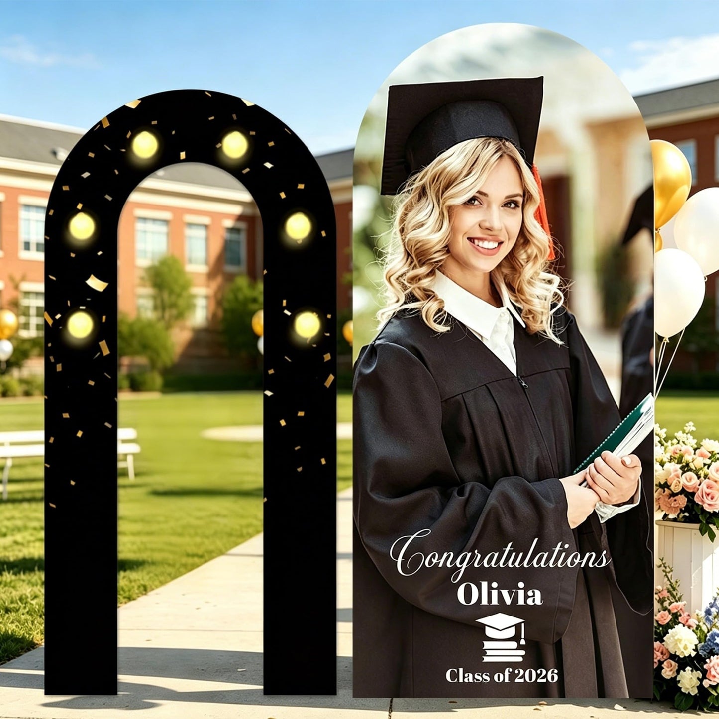 Byxhuc Graduation Personalized KT Board Party Sign, 6ft ×2.6ft, 6.6ft ×3.3ft Customized Grad Party for Ceremony Events, Custom Foam Board Backdrop for Parties Indoor Outdoor