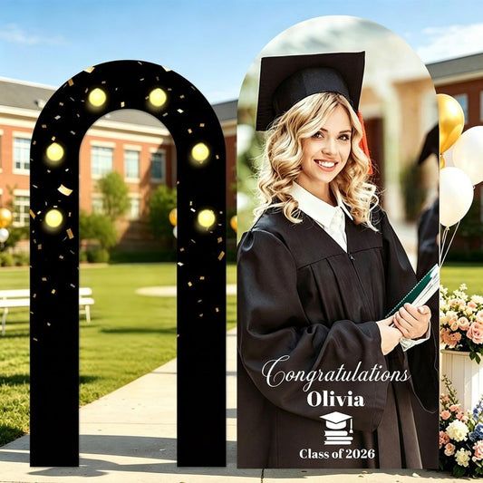Byxhuc Graduation Personalized KT Board Party Sign, 6ft ×2.6ft, 6.6ft ×3.3ft Customized Grad Party for Ceremony Events, Custom Foam Board Backdrop for Parties Indoor Outdoor