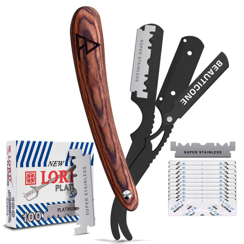 BEAUTICONE Straight Razors for Men, Straight Edge Razor, Single Edge Replacement Blades, Stainless Steel, Barber Razor for Men's Shaving, Barber Shaving Knife