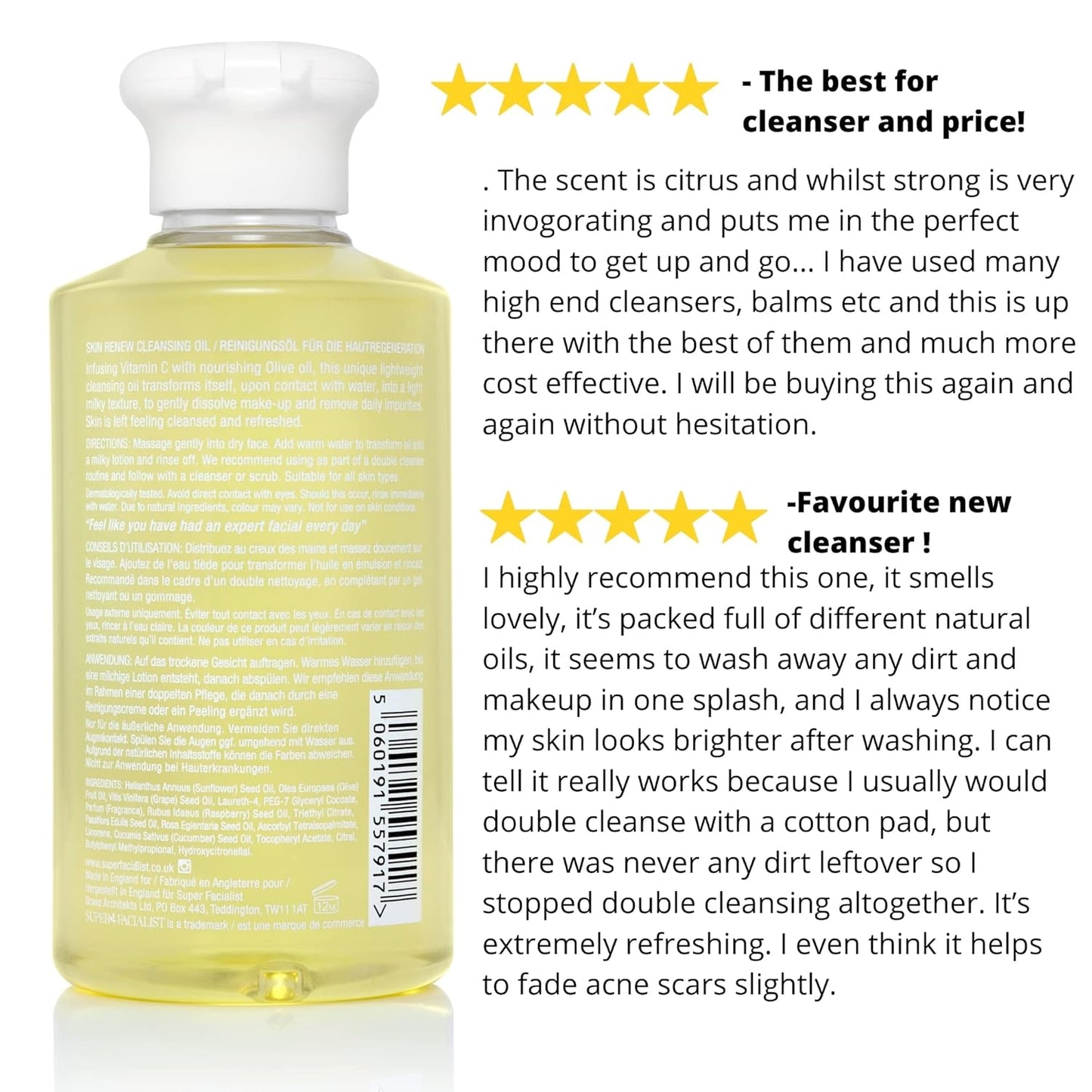 Super Facialist Face Cleanser Oil - Gentle Makeup Remover with Vitamin C | 6.8 oz, All Skin Types