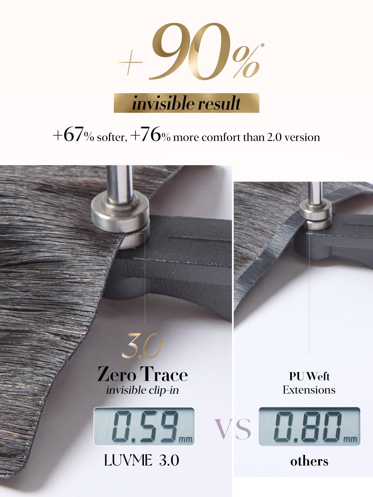 LUVME 0.59mm Zero Trace Invisible Clip in Hair Extensions, Yaki Straight 6 Pcs 100g 24 Inch, 100% Real Human Hair Clip Ins, Wider Wefts for Easy Sectioning and Long Yaki Length for Glam Looks