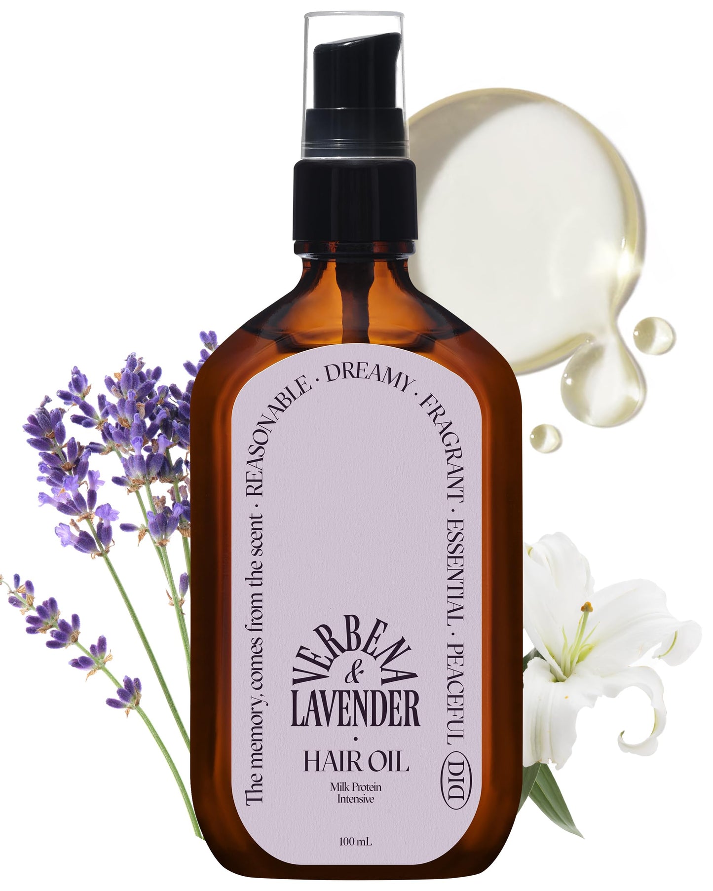 ODID Milk Protein Intensive Perfume Hair Oil - Korean Anti Frizz Nourishing & Smoothing Hair Serum with 10,000ppm Argan Oil & 6 Plant-Based Oils, 3.38 fl.oz. (Verbena Lavender)