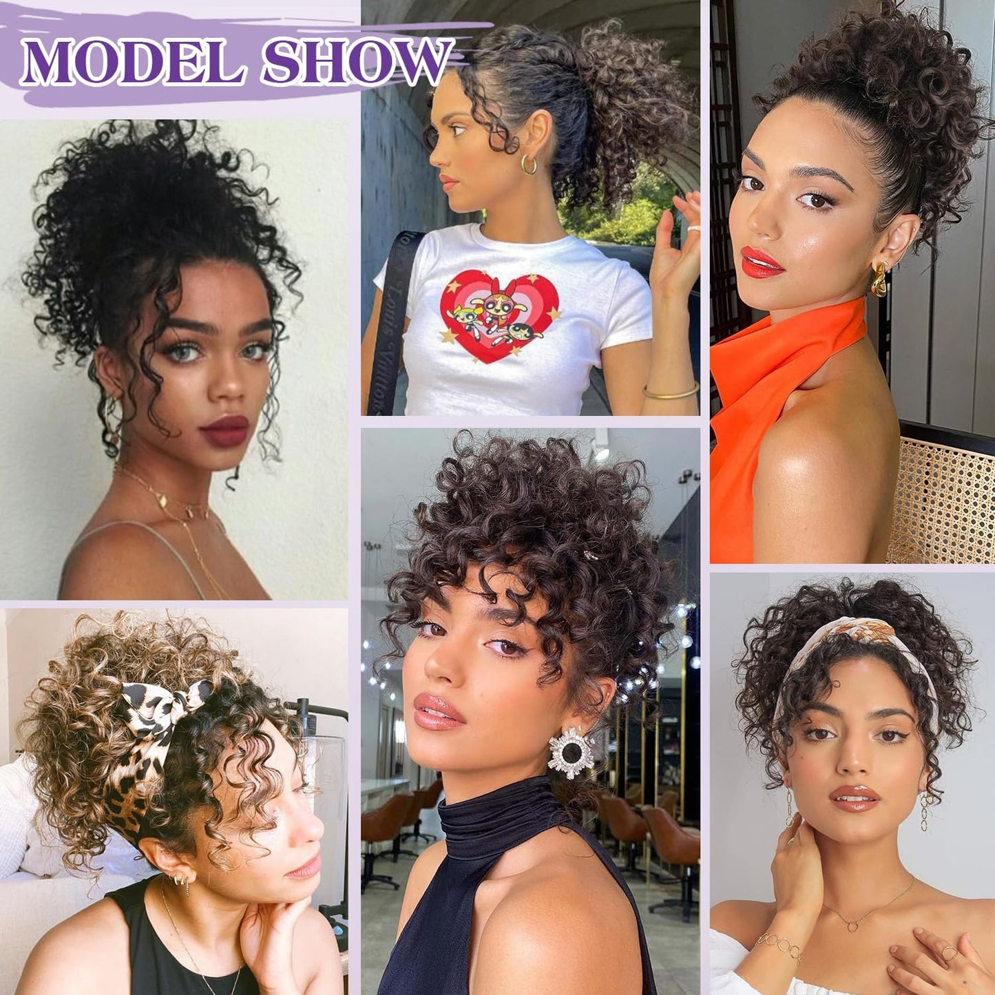 Kinky Curly Grey Drawstring Ponytail Extension - 10 Inch Ombre Salt and Pepper Hair Piece for Black Women