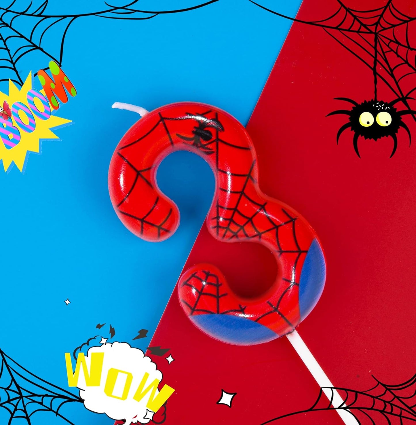 Number 3 Spider Birthday Candles - Cartoon Themed Cake Decor for Parties | 2.76 Inch