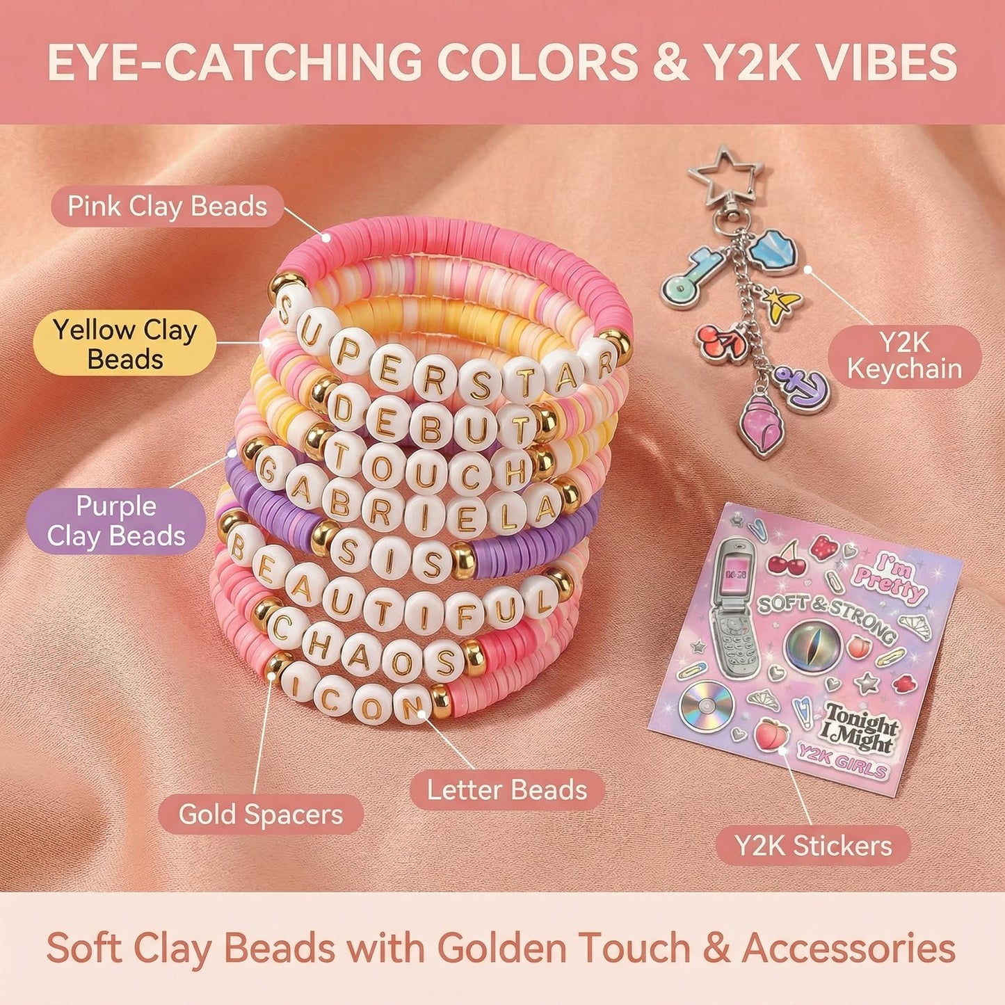 SportsLiking 8 Pcs Friendship Bracelets Set for Fans, Y2K Korean Pop Merch Bundle with Keychain & Card, Concert Accessories for Women
