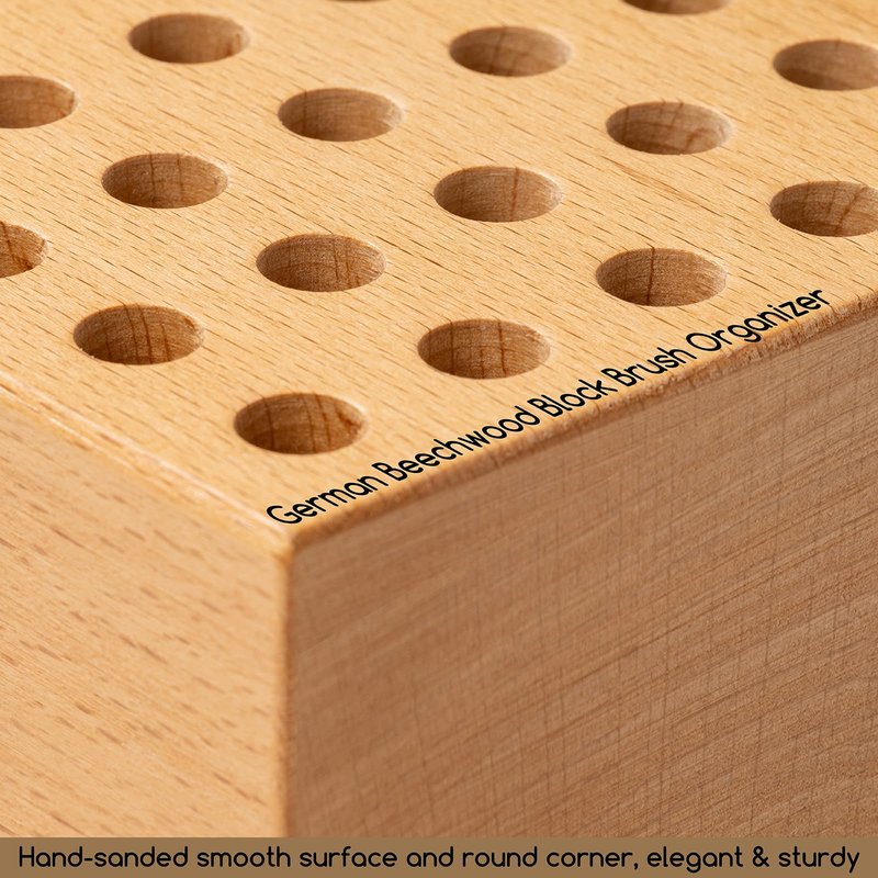 MEEDEN Beechwood Pencil and Brush Holder: 36 Holes Paint Brush Storage Organizer & Holder Rack - Wooden Block Pencil Holder for Paintbrushes, Pens and Art Tools - Paint Brush Holder Display Stand