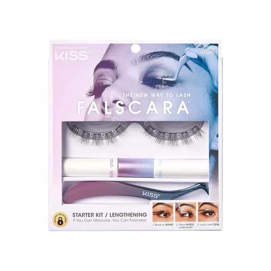 KISS Falscara DIY Lash Extension Kit - 10 Reusable Featherlight Wisps, Applicator & Bond | Perfect for Lengthening