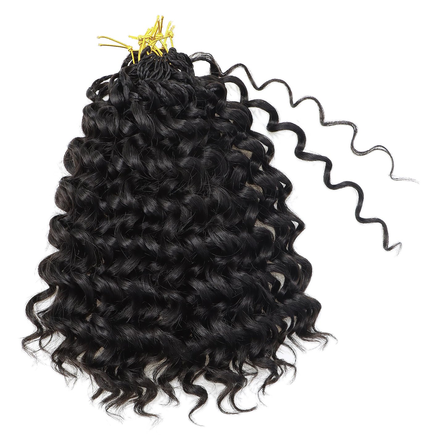 Black Curly Crochet Hair 8 Packs Boho Ocean Wave Crochet Hair 10Inch Synthetic Pre Looped Deep Water Wave Beach Curl Braiding Hair for Black Women (10 Inch,1B#)