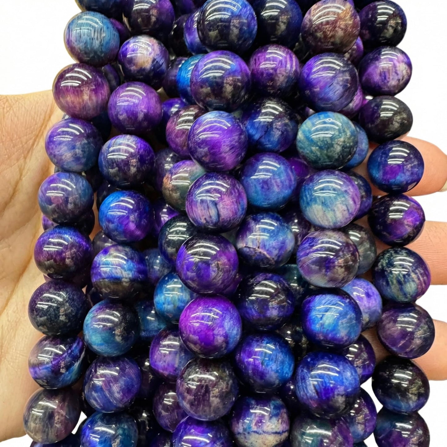 Gems for Crafting, 62pcs 6mm Natural Tiger Eye 7A Grade Polished Starry Sky Blue Tigers Beads Smooth Round Eye of The Tiger for DIY Gothic Jewelry Bracelet Necklace Making Men and Women