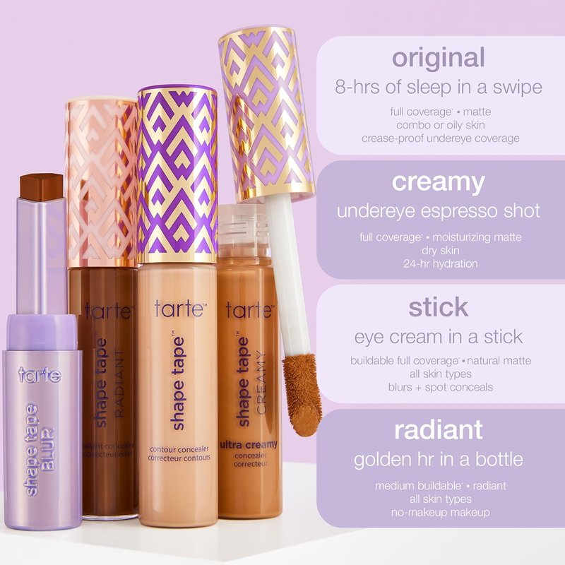 Tarte Shape Tape Blur Concealer Stick - Full Coverage, Crease-Proof Makeup | Diamond-Shaped Precision Tip for Eye Lift