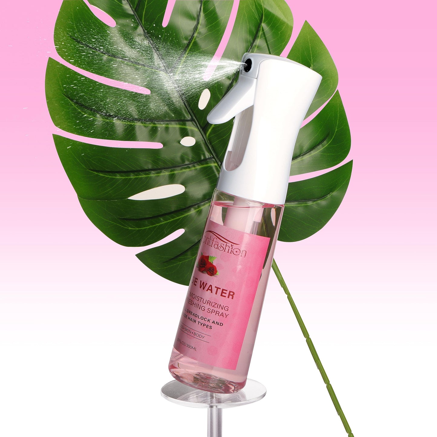 Orientfashion 10 Fl Oz Rose Water Spray for Locs, Loc Moisturizer Refreshing Spray Rosewater Hair Scalp Moisturizer for Hair Care and Maintenance, Castor Oil