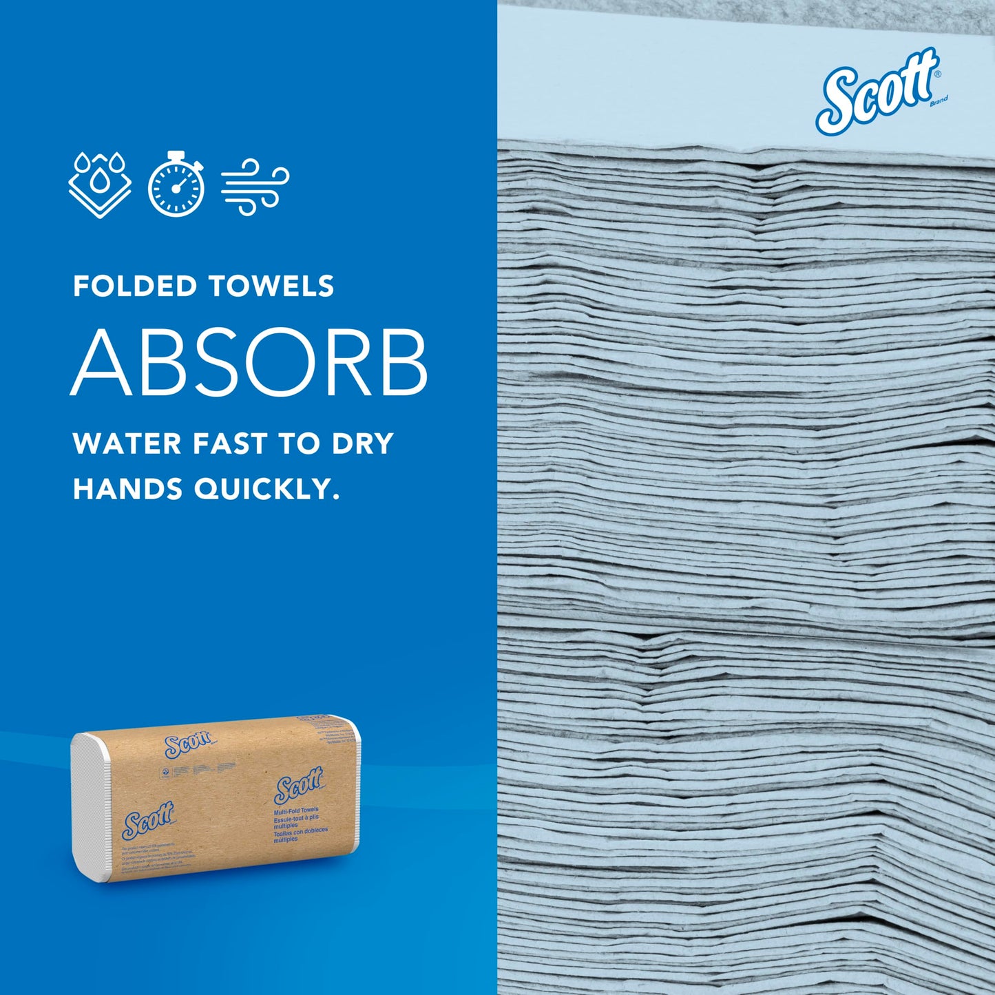 Scott® Professional Universal Multifold Paper Towels, Bulk (01840), Absorbency Pockets, 9.2" x 9.4" sheets, Standard Tier, Compressed, White (250 Sheets/Pack, 16 Packs/Case, 4,000 Sheets/Case)